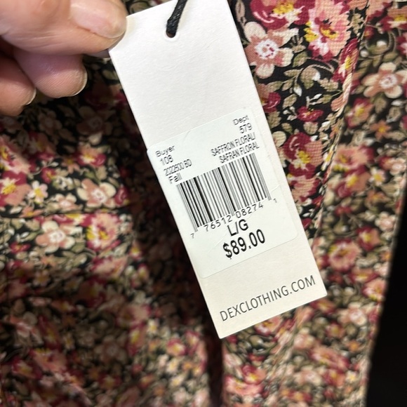 DEX V-neck long sleeve floral midi dress,elastic waist ruched side,ruffle hem - Picture 12 of 16